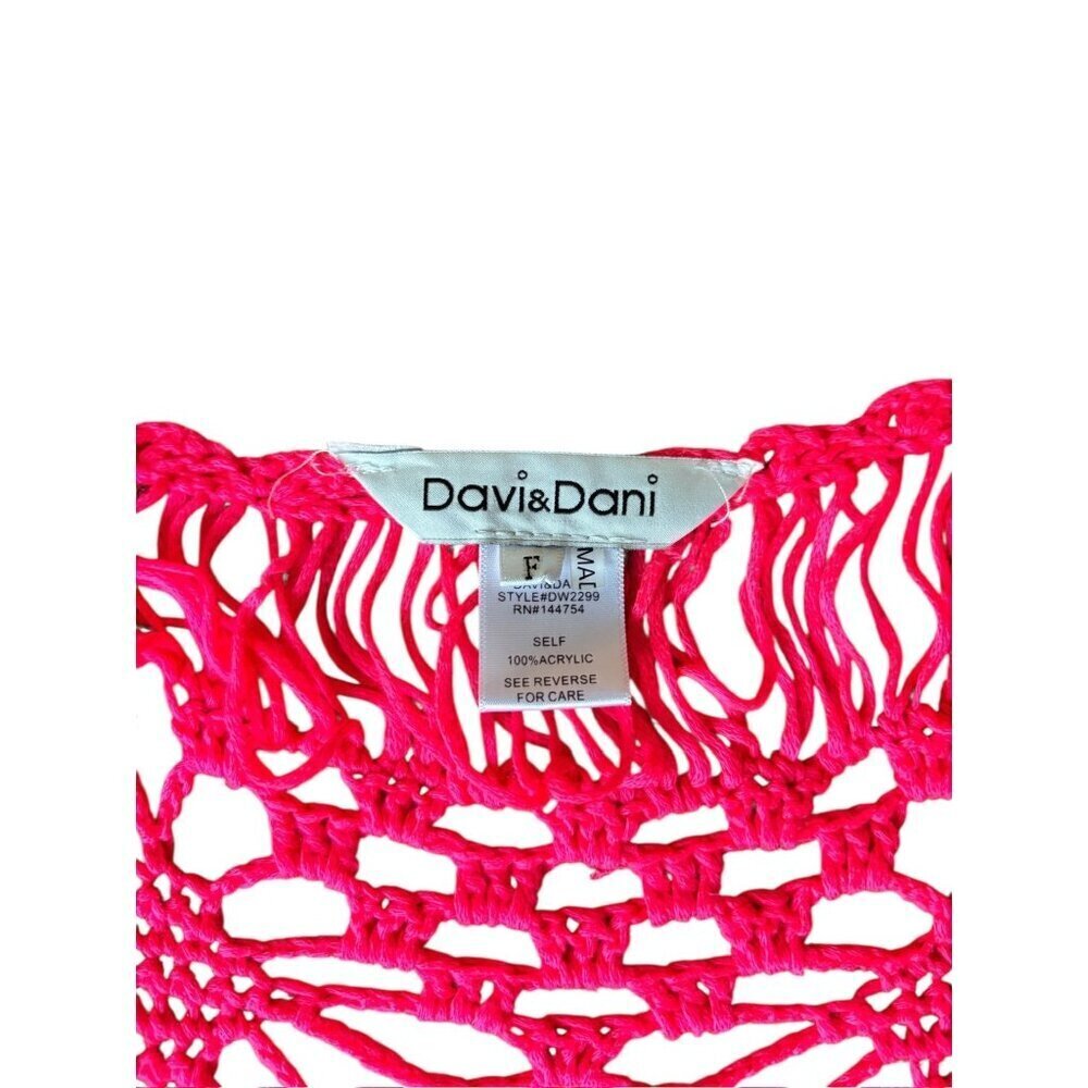 Davi & Dani Women's Crocheted Neon Pink Top - Picture 2 of 5
